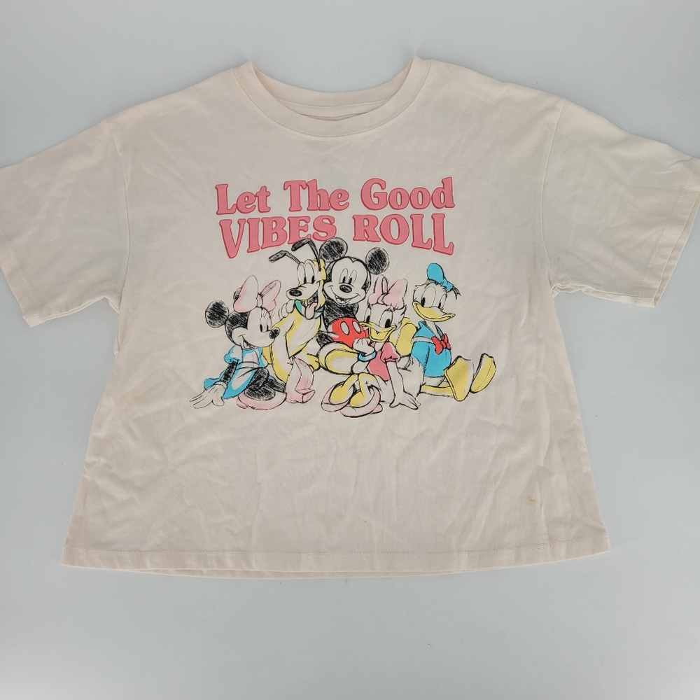 Disney Mickey and Friends Women's Let The Good Vibes Roll Pink T-Shirt Size S